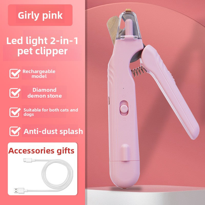 Pet nail clipper with LED light