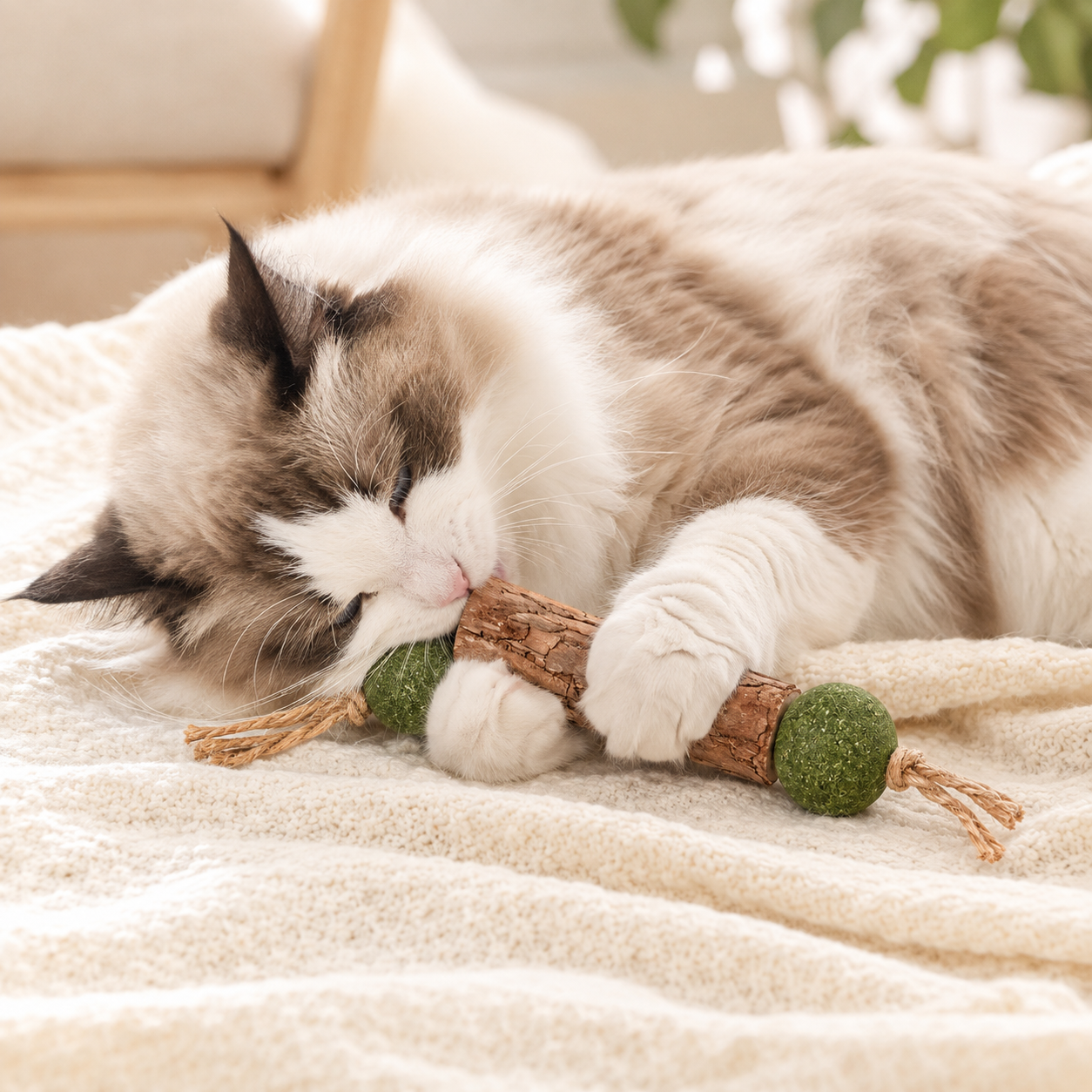 Cat Chew Toy Double-Knot Mint Ball