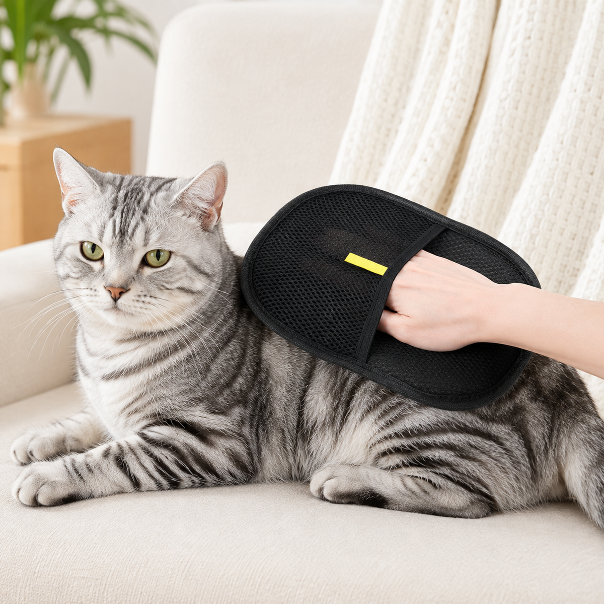 Electrostatic Pet Hair Removal Glove, Five-Finger Cat Hair Brush for Furniture and Clothing
