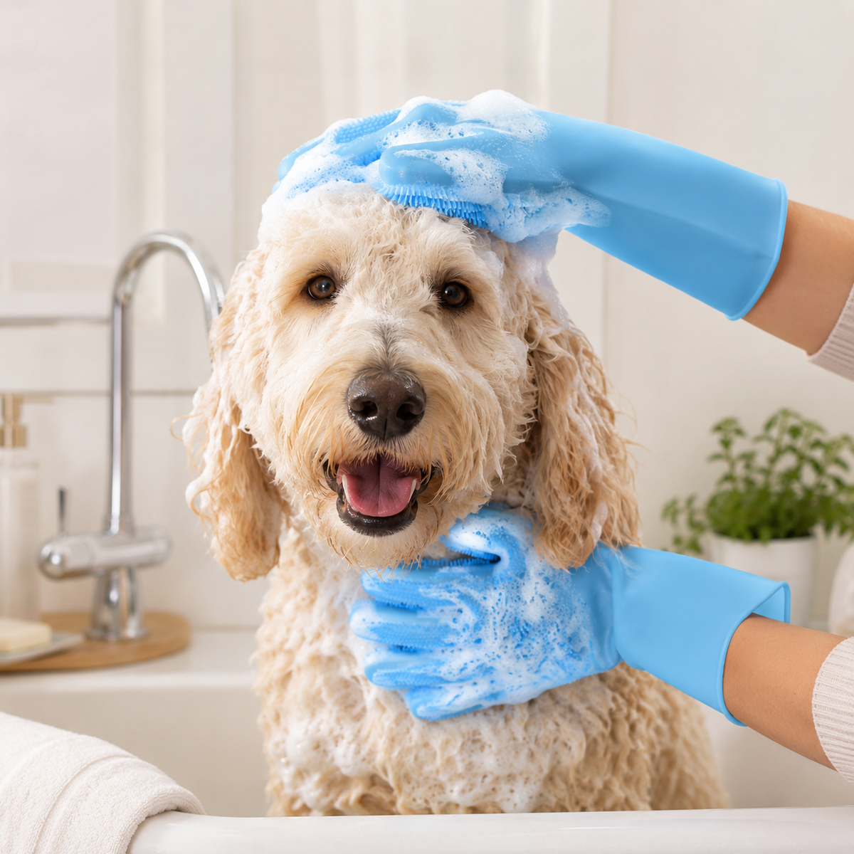 Pet Bath Gloves Dog Cat Bath Brush Silicone Bath Massage Brush Artifact Dog Scrubbing Supplies