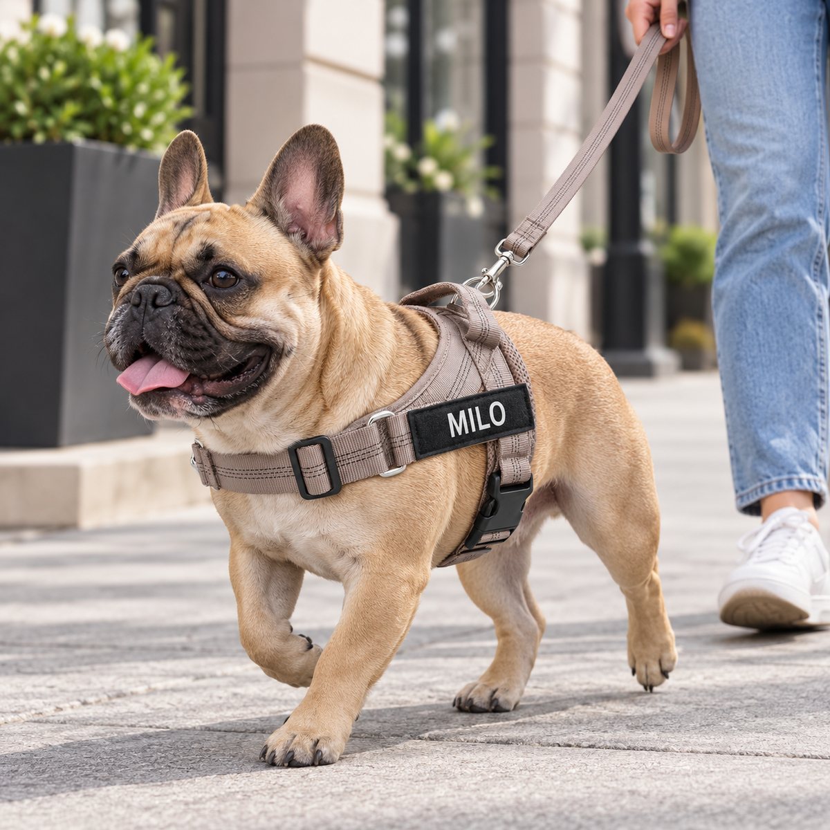 Happy Wag No-Pull Harness, dog wearing the harness on a walk