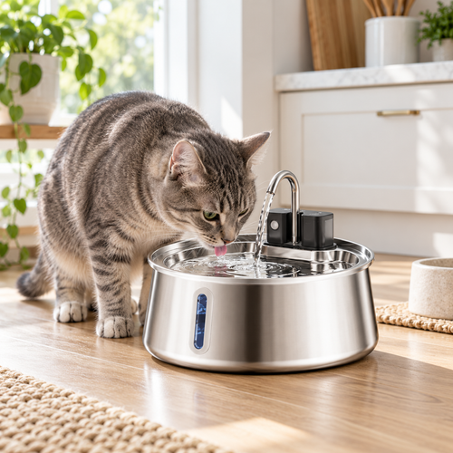 Happy Wag 4L Wireless Stainless-Steel Fountain, main product photo