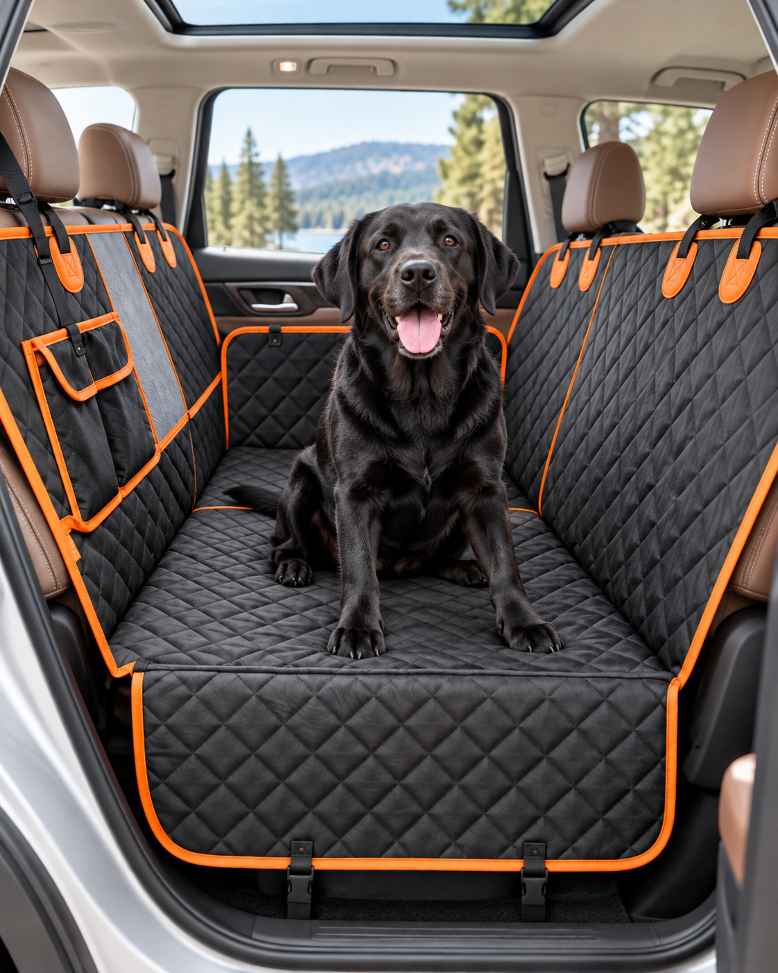 Happy Wag All-Weather Rear Seat Protector, installed across the rear bench