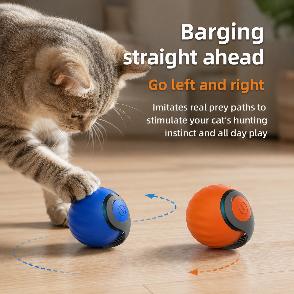 Electric Smart Cat Ball Toy with Feather Attachments