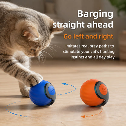 Electric Smart Cat Ball Toy with Feather Attachments