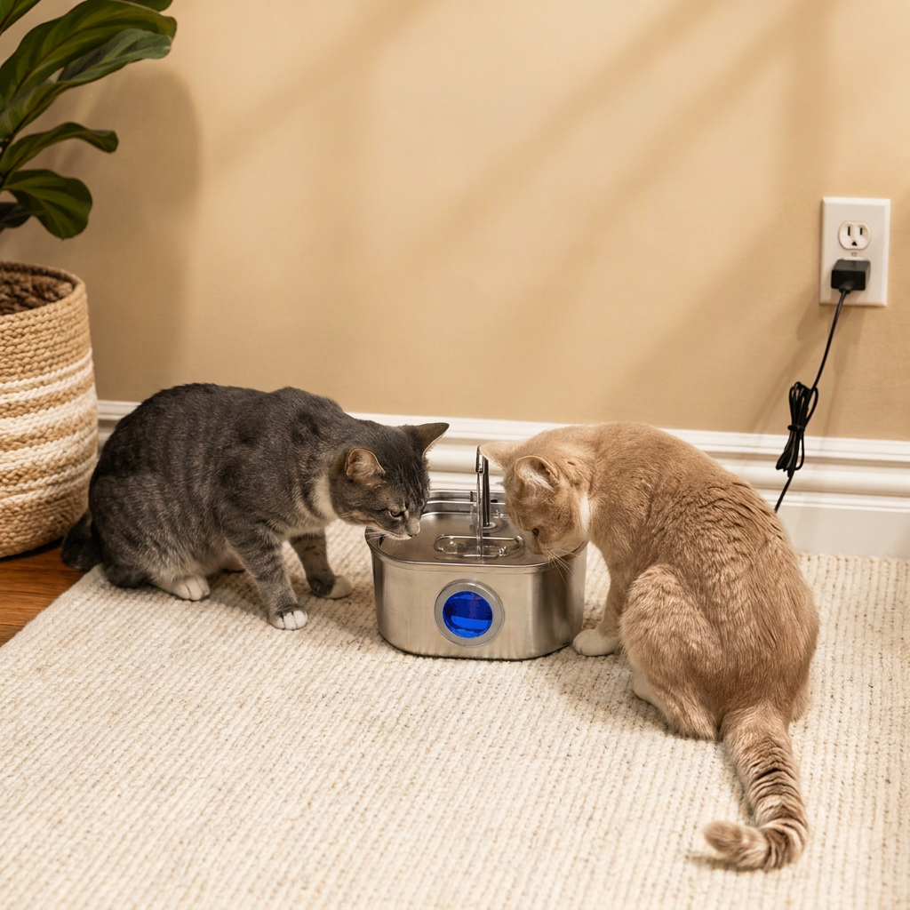 Happy Wag 3.2L Stainless-Steel Water Fountain, stainless-steel bowl detail