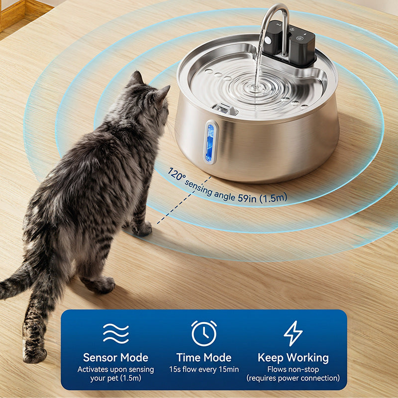 Happy Wag 4L Wireless Stainless-Steel Fountain, water flow detail